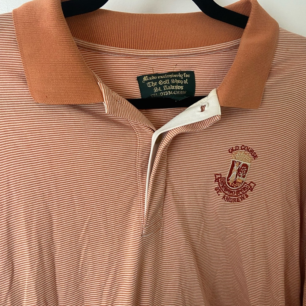 Men's St. Andrews Old Course Golf Shirt - Striped Orange